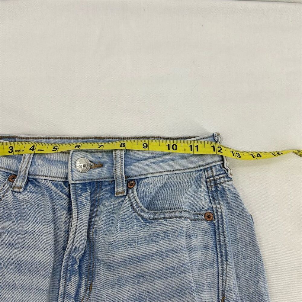 American Eagle Women's Mom Jeans Size 00 Blue Distressed Ripped Denim - Picture 6 of 8